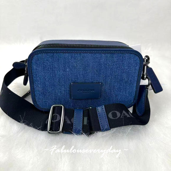Coach Men's Wyatt Crossbody Bag In Denim/Gunmetal/Denim/Deep Blue CBG14 NWT - Picture 1 of 9